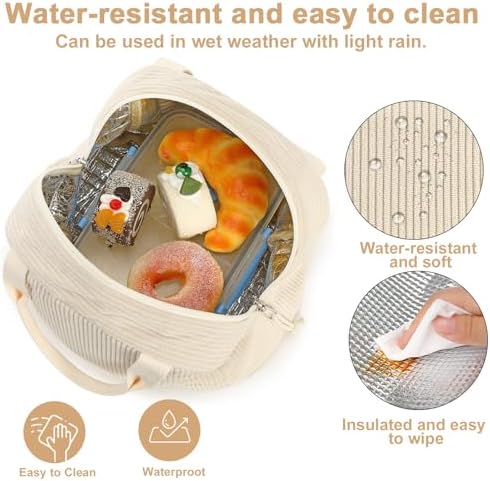 Bluboon Lunch Bag for Women Men Cute Corduroy Lunch Tote Bags Reusable Insulated Lunch Box Large Capacity Reusable Insulated Cooler for Work Picnic or Travel