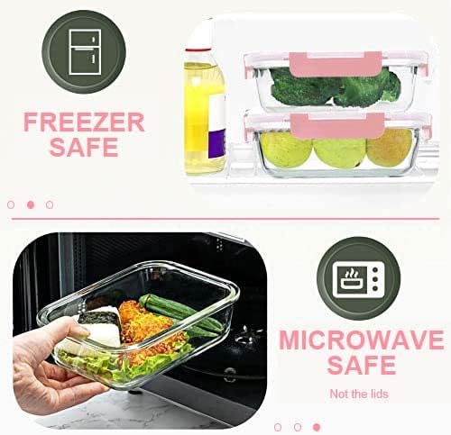 KOMUEE 30 Pieces Glass Food Storage Containers Set, Pink