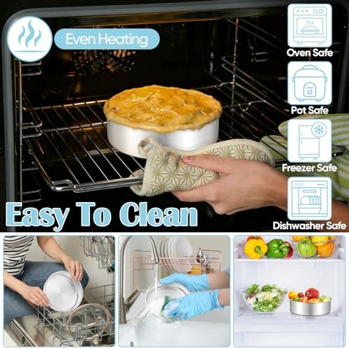 TeamFar 6 Inch Cake Pan, 6 Pcs Stainless Steel Round Baking Cake Pans Set