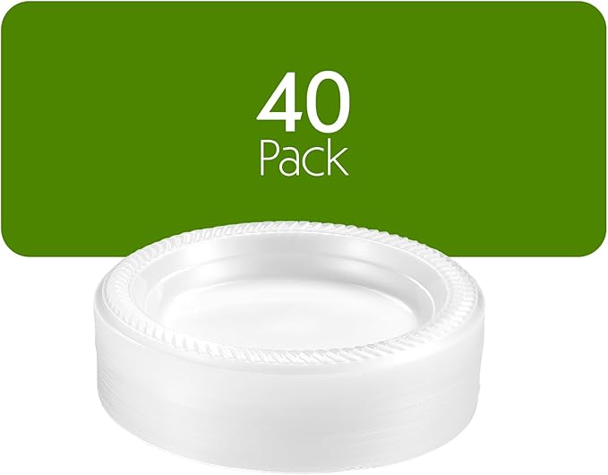PLASTICPRO 40 Pack Clear Plastic Plates 6 Inch Durable Disposable Plastic Dinner Plates for Parties Events BBQ
