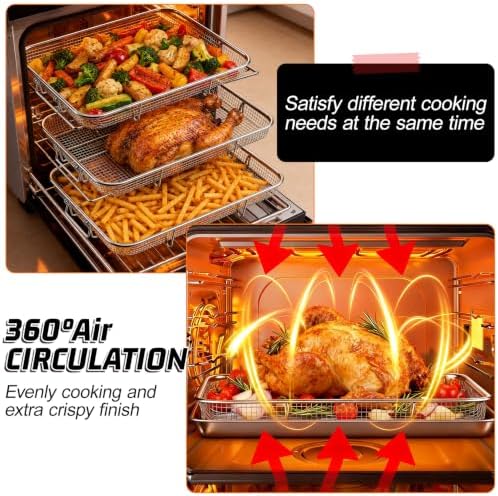 P&P CHEF 16.9 Inch Air Fryer Basket for Oven, Air Fryer Rack, 3 Pieces