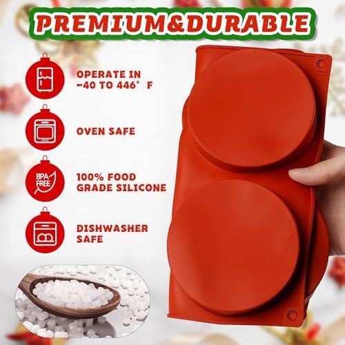 4Inch Round Silicone Mold for Baking, 3Pcs Silicone Muffin Top Pans for Baking Muffin Top, Whoopie Pie, Sandwiches, Hamburger (3Pcs(0.78Inch Deep))