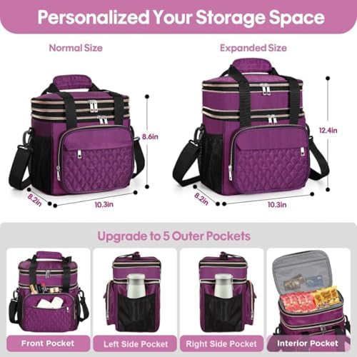 GLENKEY Expandable Lunch Box Insulated Leakproof Cooler Bag Work Outdoor
