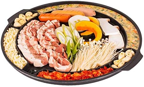 COOKKING - Master Grill Pan, Korean Traditional BBQ Grill Pan - Stovetop Nonstick Indoor/Outdoor Smokeless BBQ Cast Aluminum Grill Pan, Made in Korea