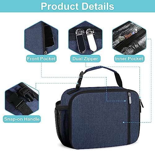 esouler Lunch Box Kids Insulated Lunch Bag for Boys & Girls Durable Children Lunchbox for School with Water Bottle Holder-Blue