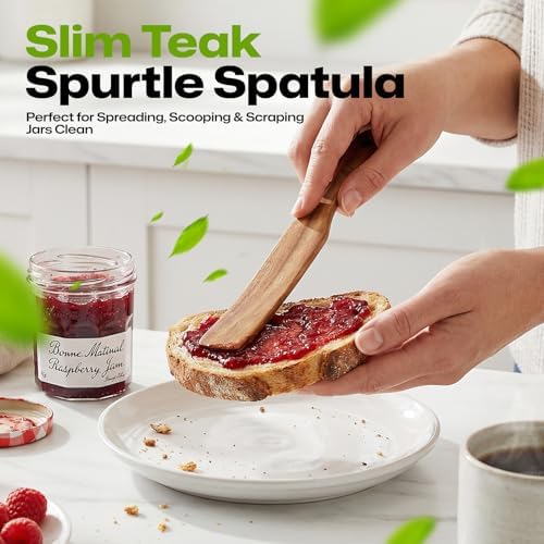 AIUHI Wooden Spurtle for Sourdough Starter, Teak Wood Spatula Turner for Kitchen, Dough Whisk for Stirring, Mixing and Scraping