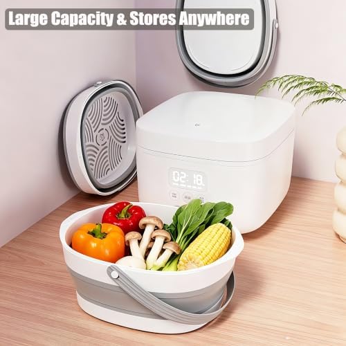 Extra Large Collapsible Wash Basin and Collapsible Colander Set, Outdoor Foldable Strainer, Camping Sink, Dish Basin, Portable Fruit Vegetable Straining Basket for Kitchen, Garden, Camping, RV