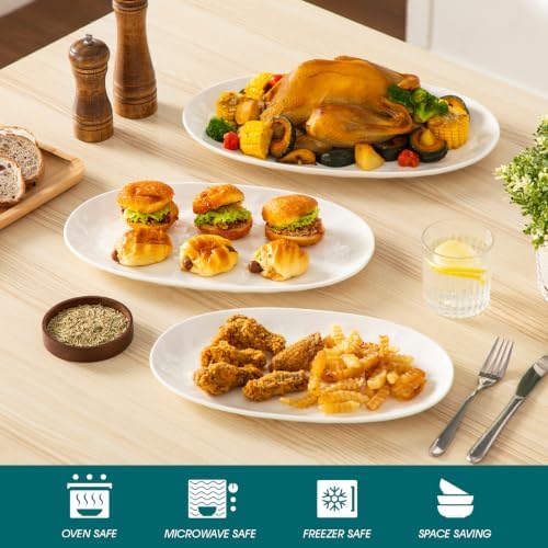vancasso Ceramic Serving Platters Set of 3, Oval 16/14.7/13.5 Inch, White
