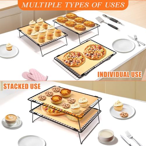 2-Tier Baking Cooling Rack with Legs, 13"x 9" w/50 Parchment Paper