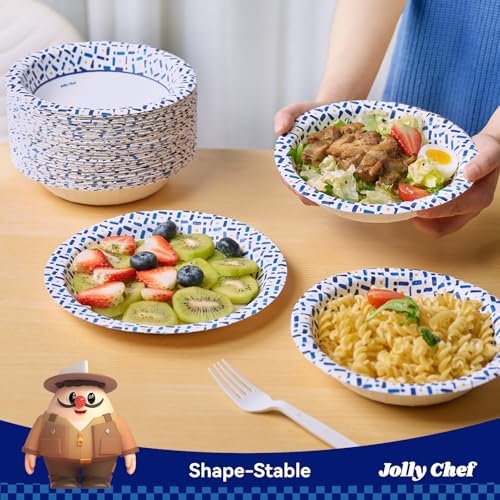 JOLLY CHEF Paper Bowls 20 oz 200 Count Large Disposable Bowls Bulk