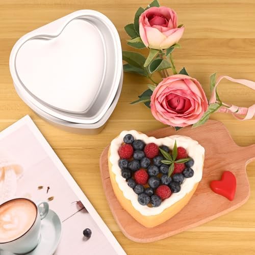 HUAKENER 6 Inch Heart Cake Pan, Non-stick Aluminum Heart Cake Pan
