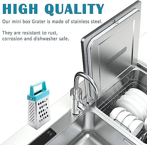 3Pcs Mini Cheese Grater, Professional Box Grater, Stainless Steel with 4 Sides, Small Box Graters for Kitchen Slicer Cheese/Ginger/Vegetable