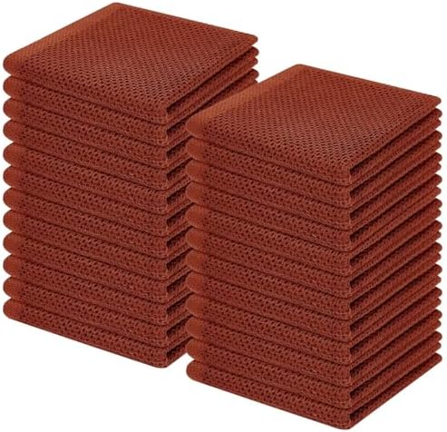 Homaxy 100% Cotton Waffle Weave Kitchen Dish Cloths 24-Pack, Rust