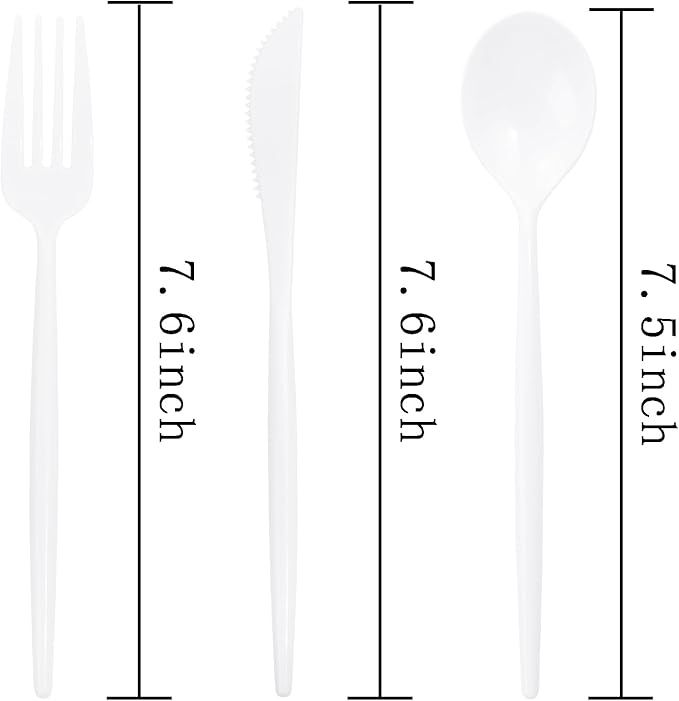 Supernal 180PCS White Plastic Silverware,White Utensils Set Disposable,Disposable Silverware Include 60 Forks,60 Knives,60 Spoons,Heavy Duty Party Cutlery for Birthday,Dinner,Wedding (Pack of 2)