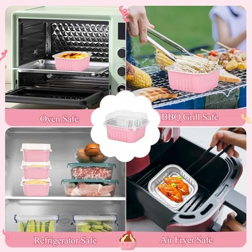 selizo 60 Pack 5oz Mini Disposable Cake Pans with Lids, Aluminum Foil Square Baking Cups, 3.5x3.5 Small Baking Cake Tins Cup Cake Containers with Lids for Individual Cakes
