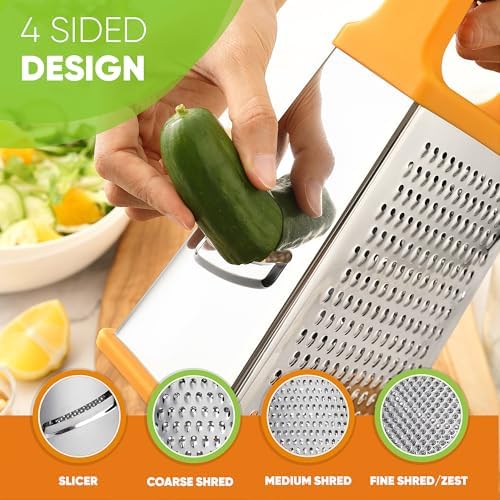 Spring Chef Stainless Steel XL Cheese Grater for Kitchen, Mango