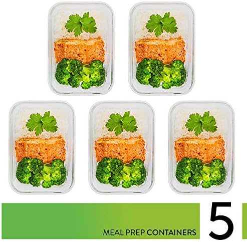Prep Naturals Glass Meal Prep Containers - Oven, Microwave & Freezer Safe - Leakproof Airtight Glass Storage Containers with Lids - For Food Prep & Lunch - Pack of 10, 36 Oz, Square