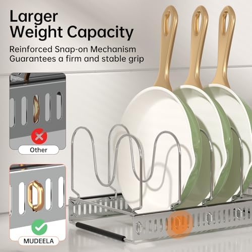MUDEELA Expandable Pot Pan Lid Organizers inside Cabinet, 10 Divider-Silver
