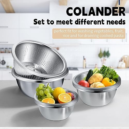 Gulex Colander Stainless Steel 5-quart with Bowls,Strainer for Kitchen(2PC)