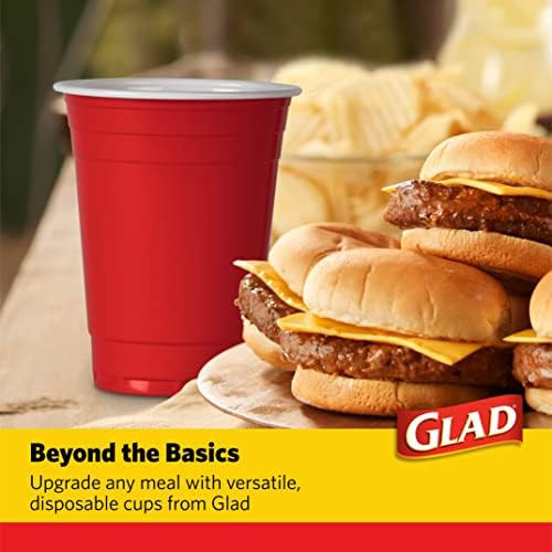 Glad Everyday Disposable Plastic Cups, Red, 18 Oz, 40 Count