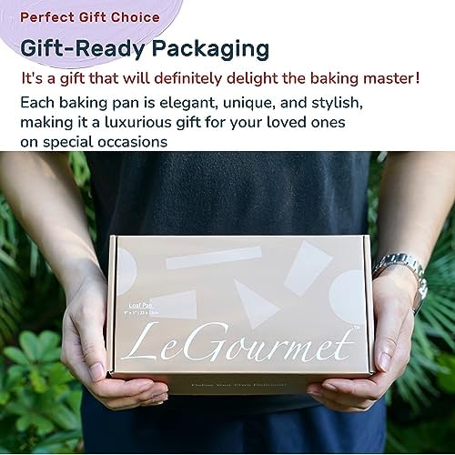 LeGourmet Nonstick Bread Loaf Pan 9 X 5 Inch, Ceramic Coating, Non-Toxic, Rust Resistant Aluminized Steel, Perfect 1 lb Baking Dish for Meatloaf, Pound Cake & Brownie (Butter 2pcs)