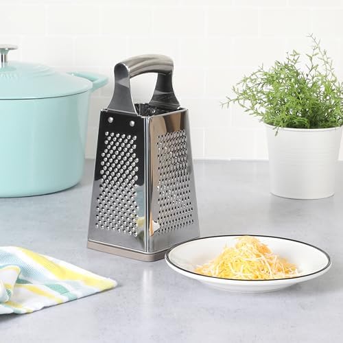 Martha Stewart Sprucedale 9.5-Inch Stainless Steel 4-Sided Box Grater – Durable Kitchen Cheese and Food Grater with Multiple Grating Surfaces (Pack of 8)