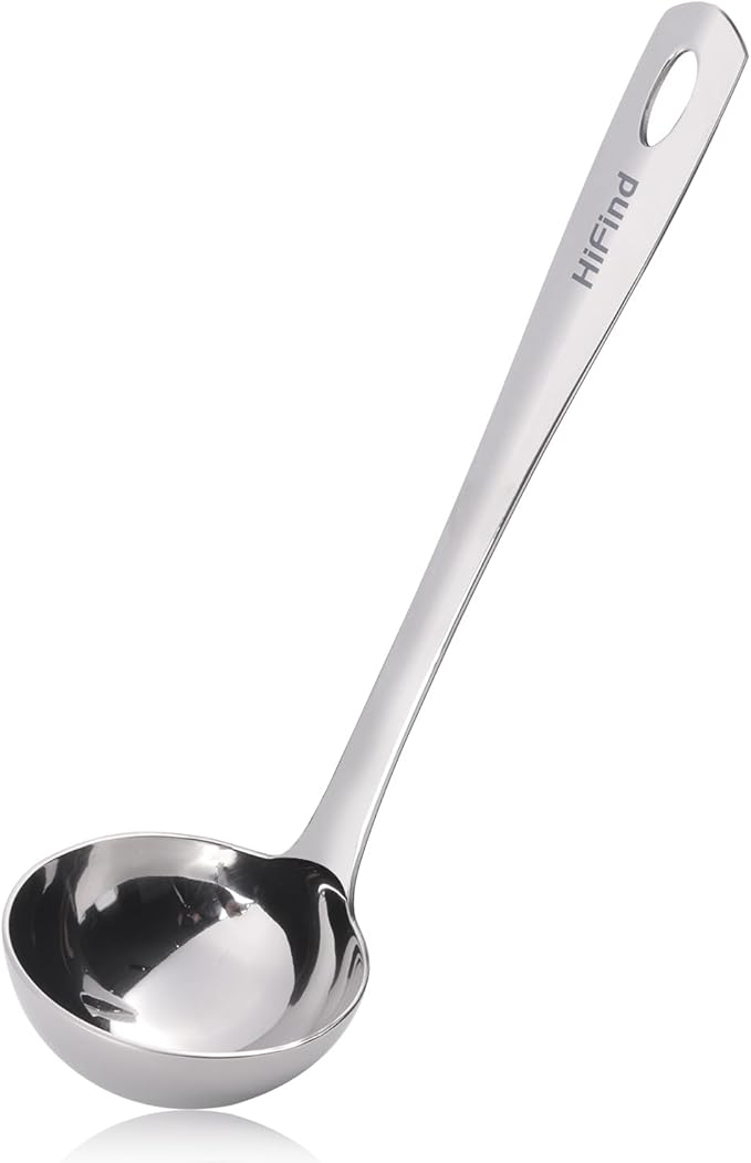 Large Ladle Spoon 10.6 Inches Stainless Steel, Heavy Duty Mirror Polished Cooking Utensil, Dishwasher Safe, Kitchen Serving Tool, Rust-Resistant Metal Unique Soup Spoon