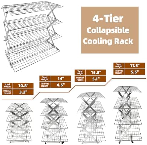 4 Tier Collapsible Cooling Rack Sourdough Cooling Rack 17"x10"
