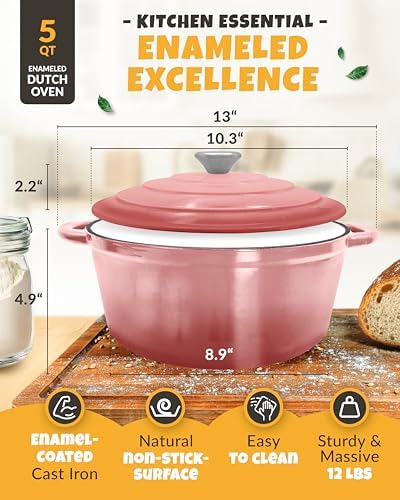 CRUSTLOVE 5 QT Cast Iron Bread Oven with Lid for Sourdough Bread Baking Set