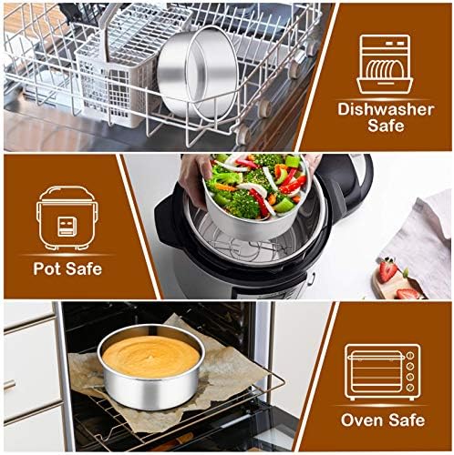 P&P CHEF 6 Inch Cake Pans Set, 4Pcs Stainless Steel Round Baking Pan