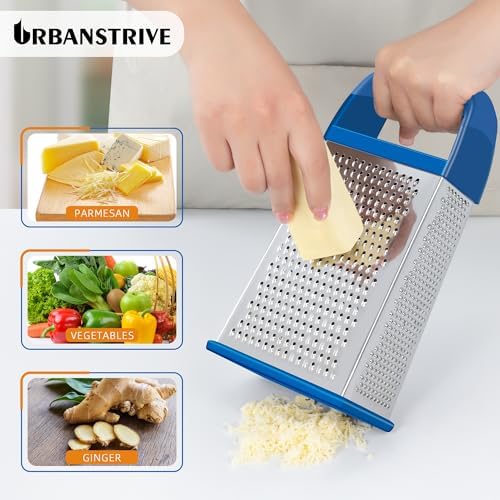 Cheese Grater With Container Box Grater Stainless Steel Kitchen Dark Blue