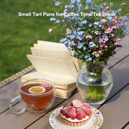 11 & 9 Inch Round Tart Pans with 2Pcs 4'' Mini Pans. Removable Bottom, Non-Stick Coating, Rugged Carbon Steel for Tart Quiche Pie Making. Gift for Christmas Thanksgiving Party Festival Family