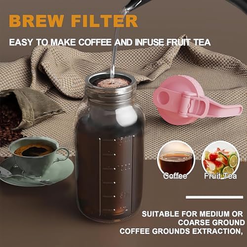 JunVpic Cold Brew Coffee Maker, 64 oz Glass Mason Jar Pitcher