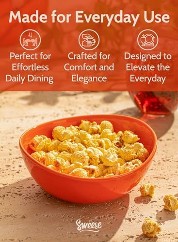 Sweese 18 oz Medium Porcelain Bowl - Set of 6 Rainbow Colored Cereal, Dessert, Soup, Rice & Salad Bowls, Ceramic Serving Bowls