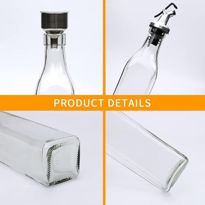 8 Pack 17oz Olive Oil Dispenser Bottle,Oil Dispenser for Kitchen, Cooking Oil Dispenser,Vinegar Cruet Bottle,Clear Cruet with Pourers and Corks