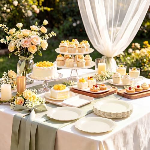 NatNarr 30 Pcs Ivory Paper Plates, 7" Cream Dessert Cake Appetizer Plates