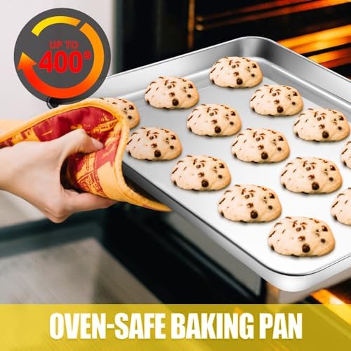 Terlulu Baking Sheet, Cookie Sheet, Stainless Steel Baking Pan, 2 Piece-19.6''x 13.8'' x 1.2'', Large Sheet Pan for Oven, Baking Tray for Baking&Roasting, Nonstick&Nontoxic&Easy Clean