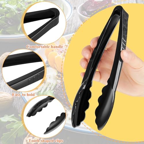 Tessco 200 Pcs Plastic Tongs, 9 Inch Disposable Serving Tongs,Black