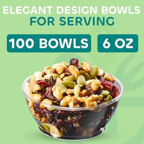 6 Oz Clear Mini Plastic Dessert Bowls (100-Pack) Disposable Serving Bowls