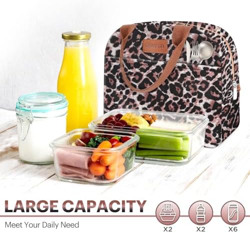 Lunch Bag for Women & Men Adult Insulated Lunch Box, Small Leakproof Cooler Food Lunch Containers Reusable High Capacity Lunch Tote Bags for Work, Travel, Outdoor (Black Panther)
