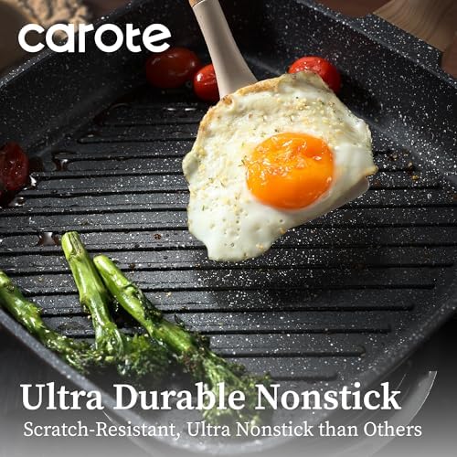 CAROTE 11 Inch Nonstick Grill Pan for Steak, Premium Granite Coating