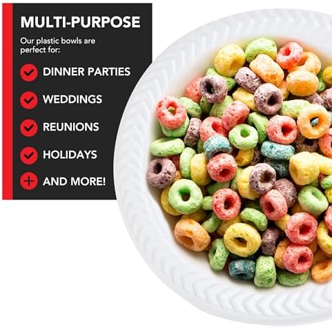 Stock Your Home 800 Count 12 oz White Plastic Bowls, Bulk Pack of Small Plastic Disposable Bowls for Dessert, Ice Cream, Pet Food - Heavy Duty Single Serving Bowls for Catering or Every Day Use