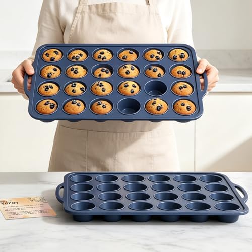 2 Pack Mini Silicone Muffin Pan with Frame, Non Stick Cupcake Baking