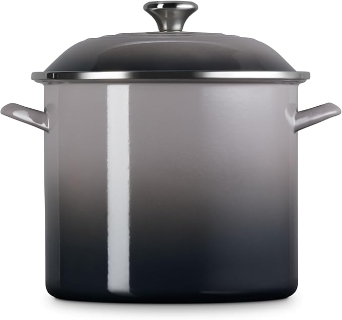 Le Creuset Enamel on Steel Traditional Stockpot, 12 qt., Oyster with Stainless Steel Knob