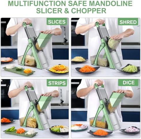 SupMaKin Safe Mandoline Slicer Plus for Kitchen Adjustable Vegetable Slicer