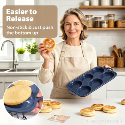 4 Inch Jumbo Silicone Muffin Top Pan with Frame Non Stick Egg Mold Baking