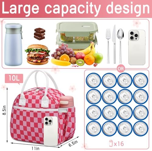 Carry bloom Lunch Box for Women, Insulated Lunch Bag Cute Corduroy Lunchbag