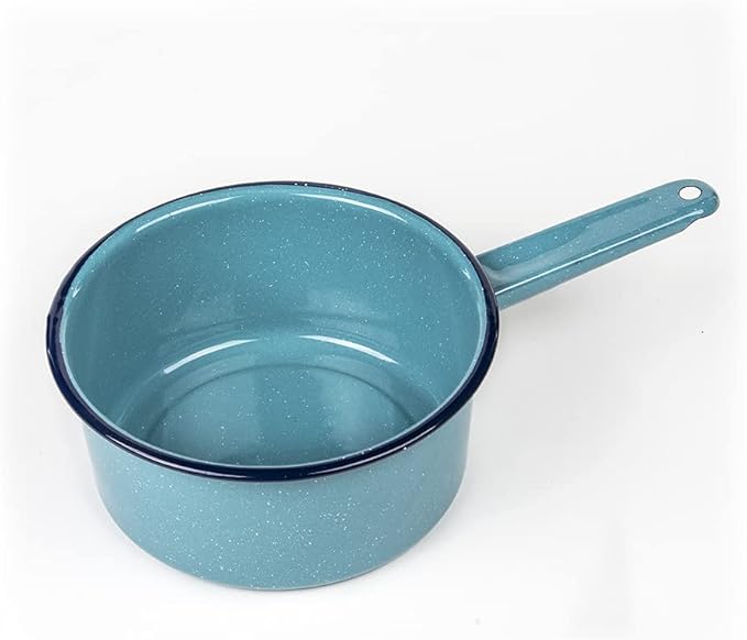 CINSA 2-Quart Saucepan - Enamel on Steel Durable Non-Stick Cookware for Indoor & Outdoor Cooking - Dishwasher Safe, Non-Porous & Antibacterial Porcelain Finish (Turquoise Blue)