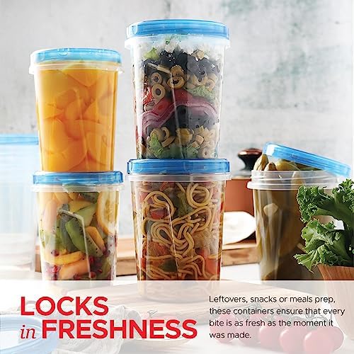 Tafura Freezer Containers, 12 Pack, 32 Oz, Leakproof BPA-Free Lids