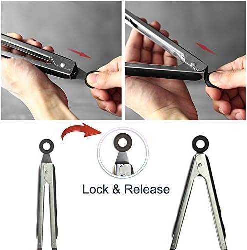 3 PCS Stainless Steel & Silicone Cooking Tongs Set (7", 9", 12")